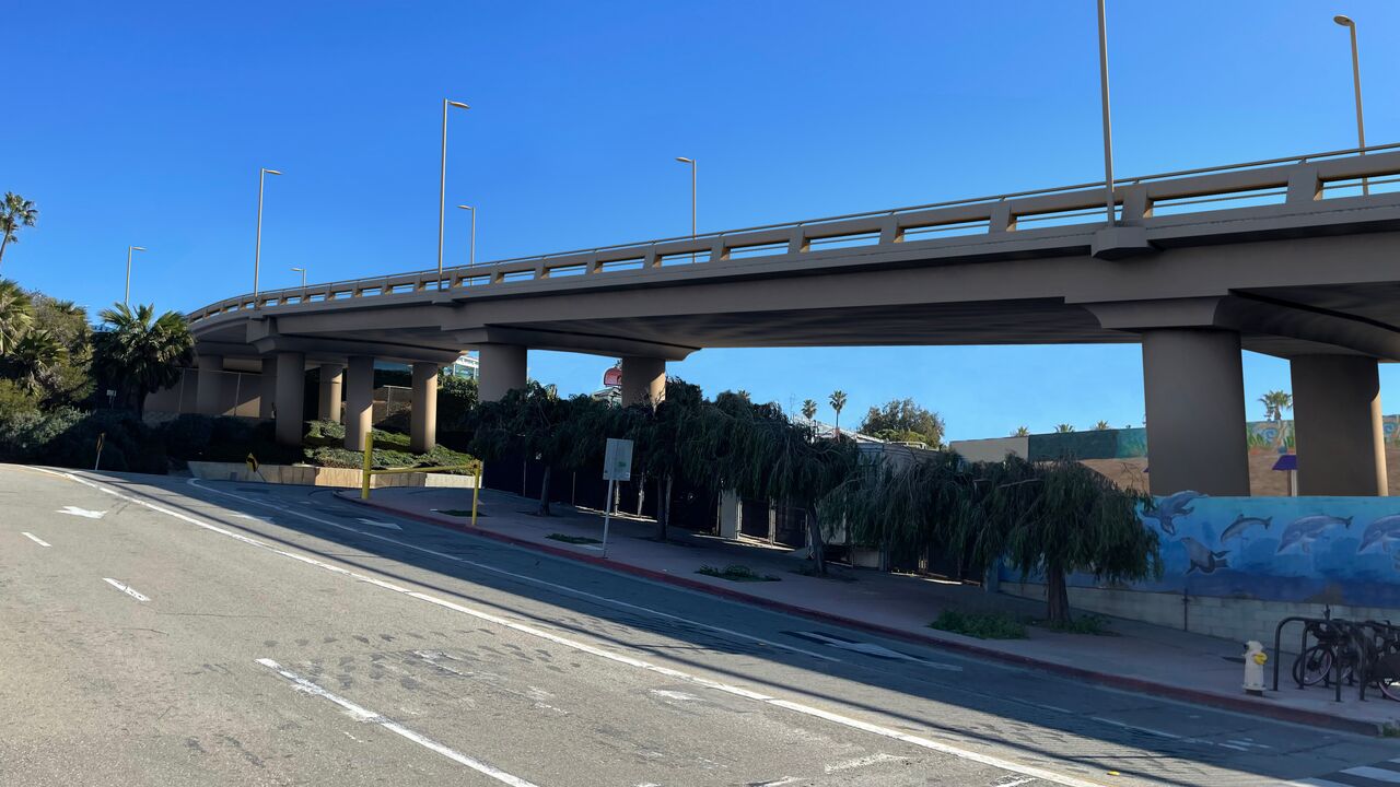 Redering of proposed Pier Bridge Replacement looking up from 5150 parking lot