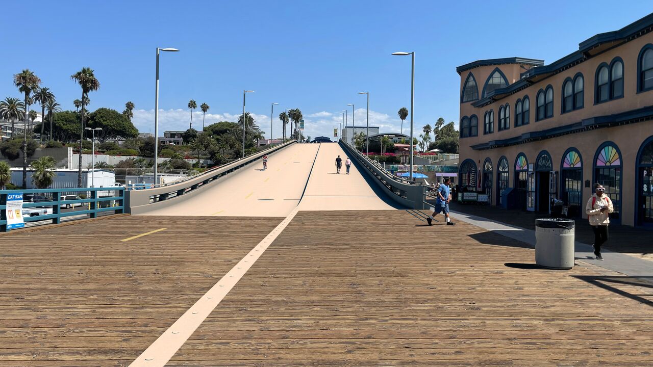 Rendering of proposed Pier Bridge Replacement from the Loof Hippodrome looking east towards Colorado Avenue