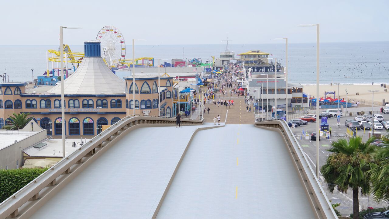 Rendering of proposed Pier Bridge Replacement from top of Colorado Avenue looking west towards the Pier