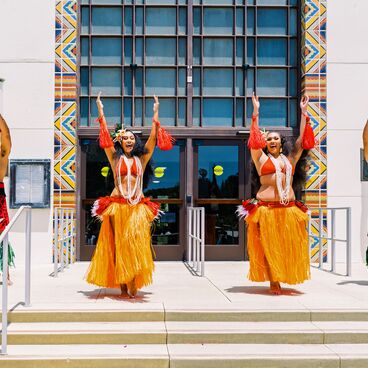 Group of Polynesian dancers performance for AAPI Month at City Hall