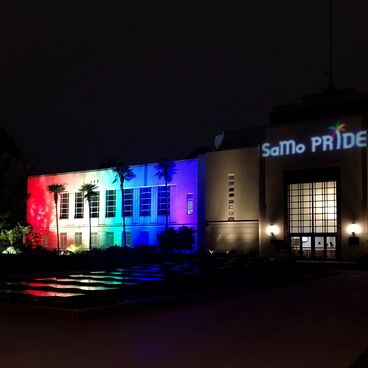 City Hall lit up in pride