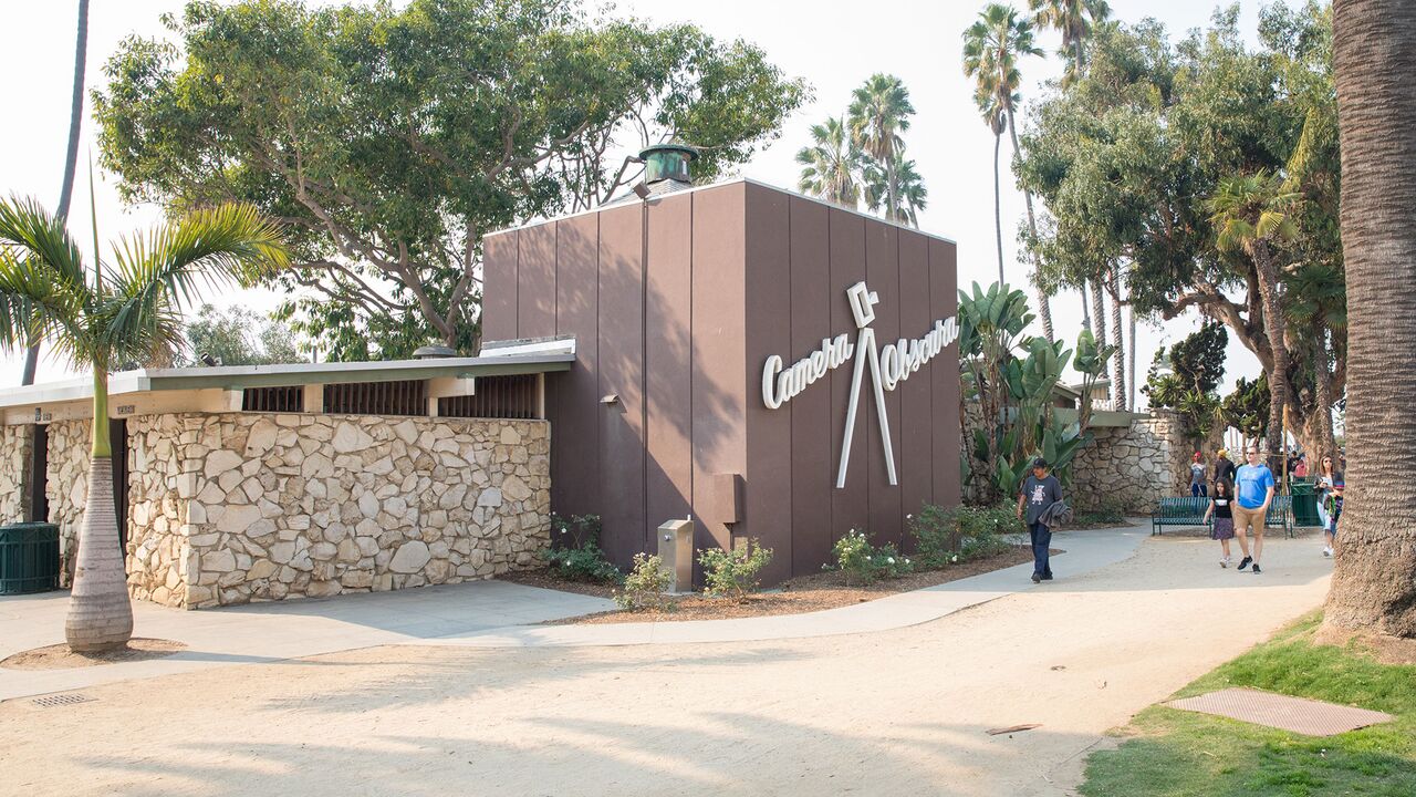 Exterior of the Camera Obscura Art Lab at 1450 Ocean in Palisades Park