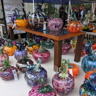 Glass pumpkins on display at the annual Mini Fall Festival at Virginia Avenue Park