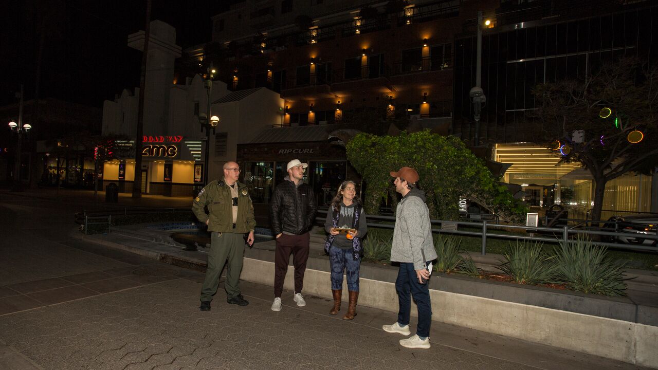 Group of People Conducting the Homeless Count on the Santa Monica Promenade